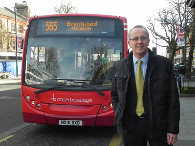 Cllr David Kendall campaigning for Brentwood bus services