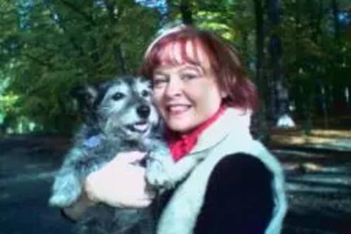 Karen in Thorndon Park with her dog Gypsy