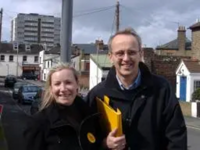 Lib Dem leader Cllr David Kendall with Nina Cutbush, candidate for Warley