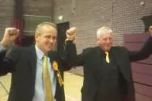 Brentwood's new Liberal Democrat councillors celebrate after the results are announced