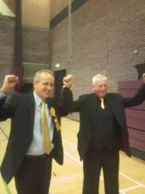 Brentwood's new Liberal Democrat councillors celebrate after the results are announced