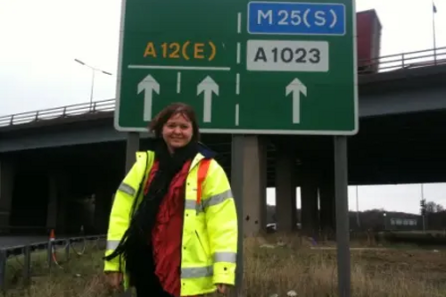 Cllr Karen Chilvers at the initial review of the Brook Street roundabout