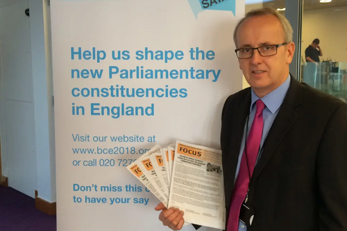 Liberal Democrat Cllr David Kendall, at the Boundary Commission Hearing in Chelmsford 2016