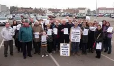 Lib Dem councillors with protestors at William Hunter Way