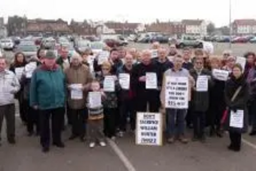 Lib Dem councillors with protestors at William Hunter Way