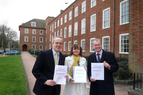 Tim Farron MP at Brentwood Town Hall with Cllr David Kendall & Cllr Karen Chilvers