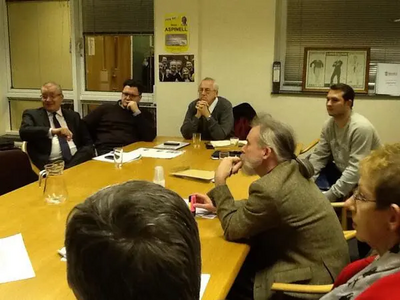 All opposition parties were represented, in this photo: Russell Quirk, William Lloyd and Phil Baker (Brentwood First) and James Sapwell, Philip Mynottt and Vicky Davies (Liberal Democrats)