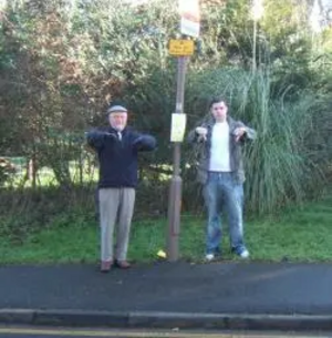 Brentwood North councillor Reg Straw and candidate Ross Carter give the development the thumbs down