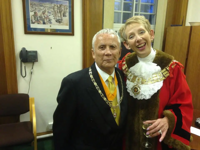 Cllr Vicky Davies with her consort, Alan Davies