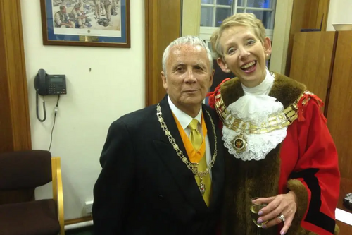 Cllr Vicky Davies with her consort, Alan Davies