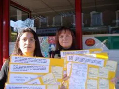 Cllr Chilvers & postmistress, Shereen, post petition at Warley Hill post office