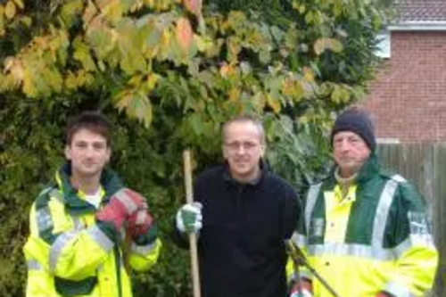 Lib Dems help residents in Pilgrims Hatch (L-R Mathew Aspinell, David Kendall, Barry Aspinell)