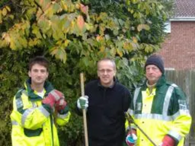 Lib Dems help residents in Pilgrims Hatch (L-R Mathew Aspinell, David Kendall, Barry Aspinell)