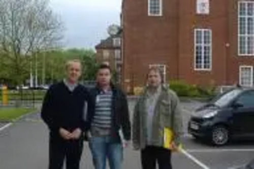 Cllr David Kendall, Cllr Ross Carter and Nigel Clarke gather petition signatures