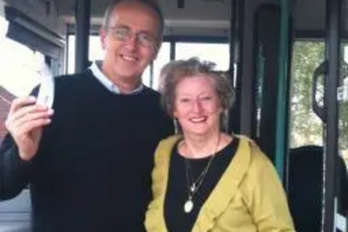 Cllr David Kendall and Wendy Way from the Bus & Rail Users Association