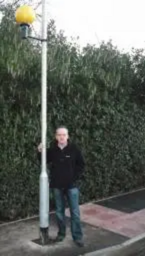 Cllr David Kendall at the new, but unlit, Hartswood Road crossing